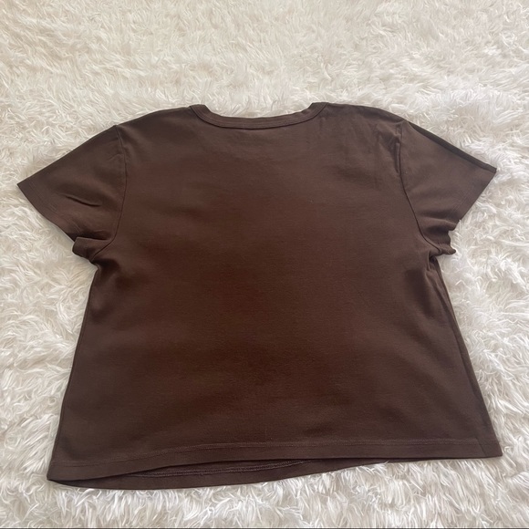 Daydreamer Brown Rolling Stones Tongue Short Sleeve Boxy Crop Tee; SZ L; NWOT - Picture 4 of 10